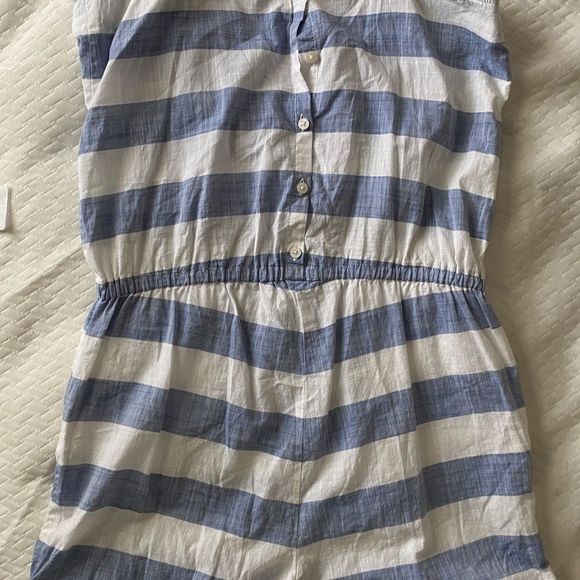 GIRLS Mango Linen Blue & White Romper - Picture 8 of 11